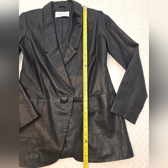 Jodi Arnold Black Leather Blazer Women's Size 4 - Picture 4 of 11